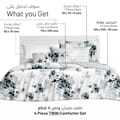 Printed Comforter Set 4-Pcs Single Size All Season Decorated Reversible Single Bed Comforter Set With Super-Soft Down Alterntaive Filing,Silver