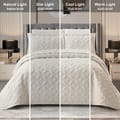 Quilt Set 3-Pcs Single Size Reversible Bedspread Coverlet Set, Compressed Comforter Soft Bedding Cover With Matching Fitted Sheet Pillow Shams Pillow Cases,Natural Linen