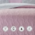 6-Piece Compressed Comforter Set Lightweight Bedspread For All Season - Microfiber Lilac & Grey  - KIng Size 260x240 Cms