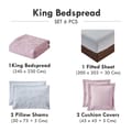 6-Piece Compressed Comforter Set Lightweight Bedspread For All Season - Microfiber Lilac & Grey  - KIng Size 260x240 Cms