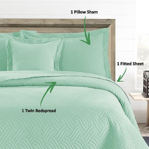 Bedspread, Coverlet Set 3-Pcs Single Size Compressed Comforter, Bedding Blanket With Pillow Sheet And Pillow Sham, Ansonia