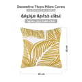 Decorative leaf Embroidered Cushion Cover yellow/White 45x45Cm (Without Filler)