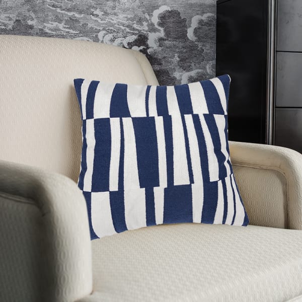 Decorative Embroidered Cushion Cover blue/White 45x45Cm (Without Filler)