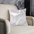 Decorative leaf Embroidered Cushion Cover Grey/White 45x45Cm (Without Filler)
