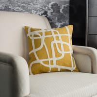 Decorative Embroidered Cushion Cover yellow/White 45x45Cm (Without Filler)