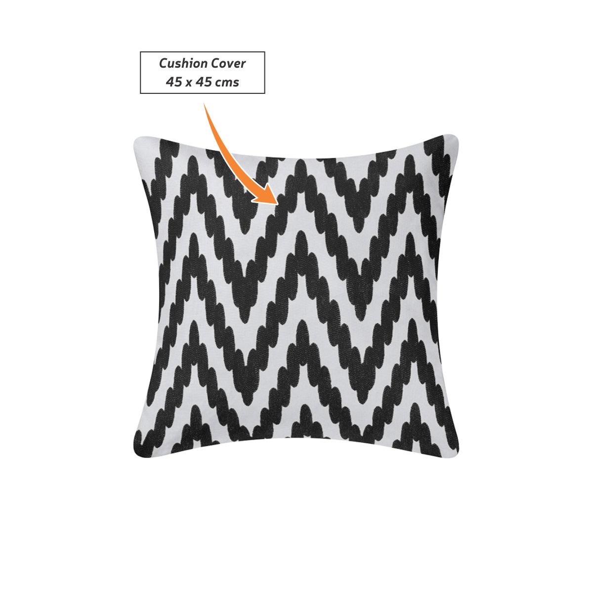 Decorative Embroidered Cushion Cover black/white 45x45Cm(Without Filler)