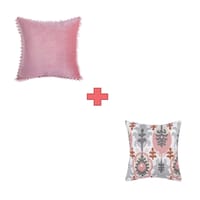 2-piece embroidered cushion cover (45x45 cm) without filler Pink