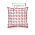 Pink Houndstooth Pattern Embroidered Cushion Cover