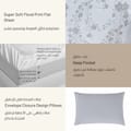 King Size 4-Pcs Fitted Sheet Set For Luxury Bedding With Floral Print Sheet And Pillowcase Set, White Silver