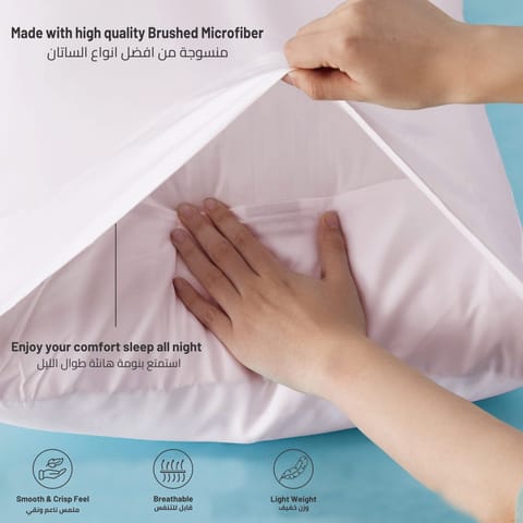 Microfiber Pillowcases 2-Pcs Soft Pillow Cover With Envelope Closure (Without Pillow Insert),Silver