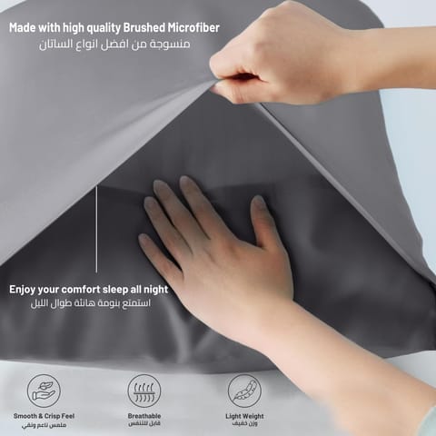 Microfiber Pillowcases 2-Pcs Soft Pillow Cover With Envelope Closure (Without Pillow Insert),Silver