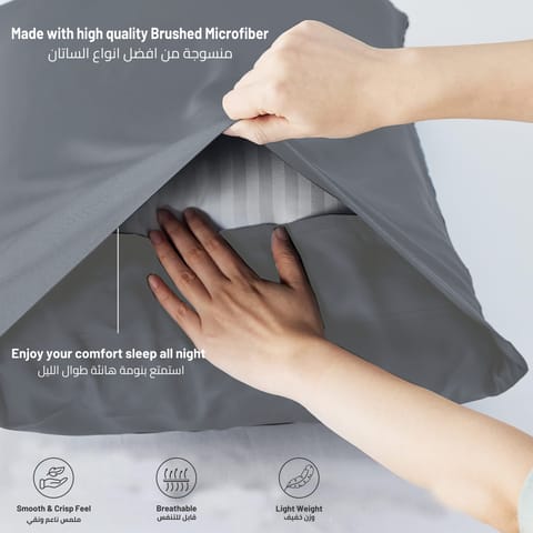 Microfiber Pillowcases 2-Pcs Soft Pillow Cover With Envelope Closure (Without Pillow Insert),Silver