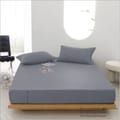 Bedding Fitted Sheet Set 3-Pcs King Size  Solid Soft & Silky Extra Deep Cooling Bed Sheet Brushed MIcrofiber , Oslo Grey