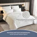 6-Piece Damask Stripes Hotel Style Comforter Microfiber ,Bartack Quilting ,King 260 x 240 Cms ,White