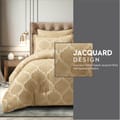 Comforter Set 4-Pcs Single Size Designer Tufted Embroidery Bed Set Fits 170x230 Cms (350 GSM) With Down Alternative Filling,Dark Beige