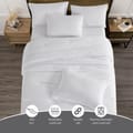 Comforter Set 4-Pcs Single Size Hotel Style Thin Striped Bed Set Fits 170x230 Cms (350 GSM) With Down Alternative Filling,White