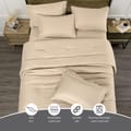 Comforter Set 6-Pcs King Size Hotel Style Thin Striped Bed Set Fits 260x240 Cms (350 GSM) With Down Alternative Filling, Beige