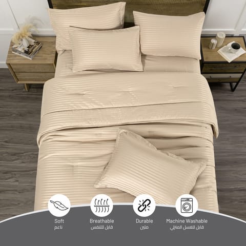 Bedding Comforter Set 8-Pcs King Size Solid Yarn Dyed Bed Set , Linen