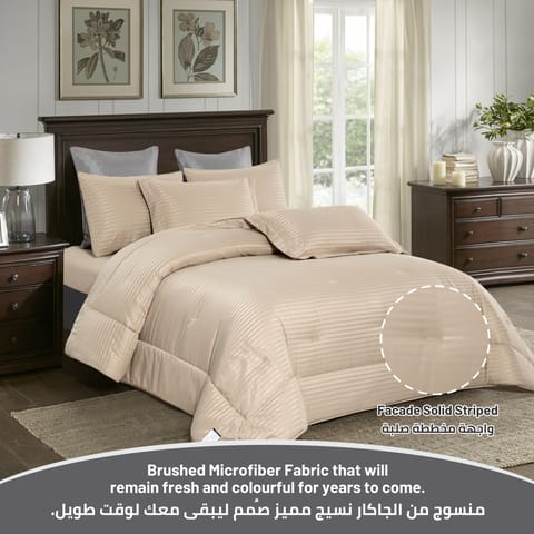 Bedding Comforter Set 8-Pcs King Size Solid Yarn Dyed Bed Set , Linen