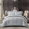 Comforter Set 6-Pcs King Size Designer Tufted Embroidery Bed Set Fits 260x240 Cms (350 GSM) With Down Alternative Filling,Grey