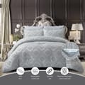 Comforter Set 6-Pcs King Size Designer Tufted Embroidery Bed Set Fits 260x240 Cms (350 GSM) With Down Alternative Filling,Grey