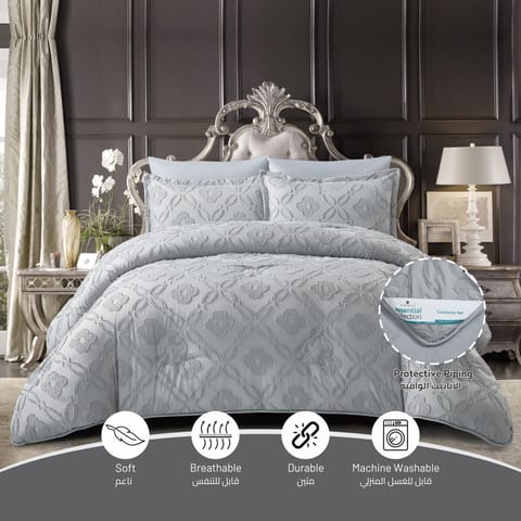 Bedding Comforter Set 8-Pcs King Size Solid Yarn Dyed Bed Set , Linen