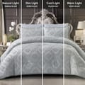 Comforter Set 6-Pcs King Size Designer Tufted Embroidery Bed Set Fits 260x240 Cms (350 GSM) With Down Alternative Filling,Grey