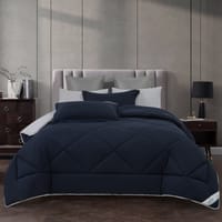 Lightweight Comforter Set 6-Pcs Double Size Solid Bedding Comforter Sets With Plain Diamond Quilting And Down Alternative Filling,Blue