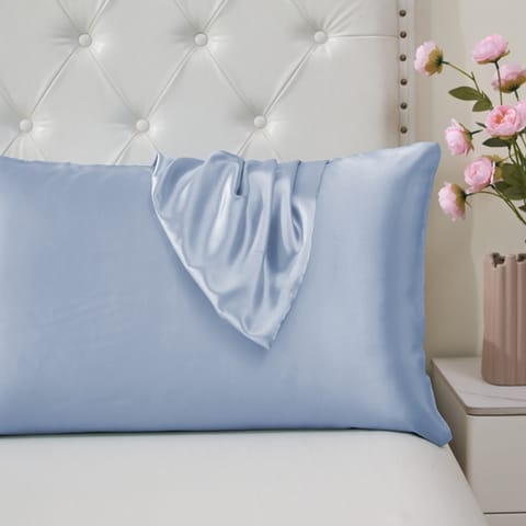 Satin Pillowcases 2-Pcs Soft And Silky Pillow Cover For Hair And Skin Care With Envelope Closure (Without Pillow Insert),Grey Blue
