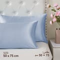 Satin Pillowcases 2-Pcs Soft And Silky Pillow Cover For Hair And Skin Care With Envelope Closure (Without Pillow Insert),Grey Blue