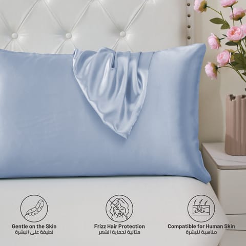 Satin Pillowcases 2-Pcs  With Envelope Closure (Without Pillow Insert),White