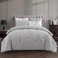 Comforter Set 4-Pcs Single Size Digital Printed Bed Set Fits 140 x 200 Cm , Grey