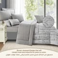 Bedding Comforter Set 8-Pcs King Size Solid Jacquard Embroidery, Grey