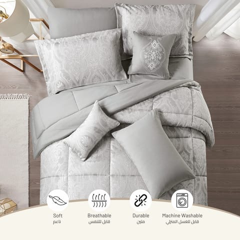 Bedding Comforter Set 8-Pcs King Size Solid Yarn Dyed Bed Set , Linen