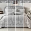 Bedding Comforter Set 8-Pcs King Size Solid Jacquard Embroidery, Grey