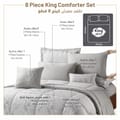 Bedding Comforter Set 8-Pcs King Size Solid Jacquard Embroidery, Grey