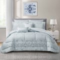 Bedding Comforter Set 8-Pcs King Size Solid  Jacquard Embroidery, Silver