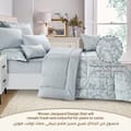 Bedding Comforter Set 8-Pcs King Size Solid  Jacquard Embroidery, Silver