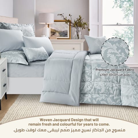 Bedding Comforter Set 8-Pcs King Size Solid Yarn Dyed Bed Set , Linen