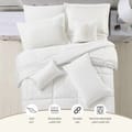 Bedding Comforter Set 8-Pcs King Size Solid  Jacquard Embroidery , White