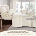 Bedding Comforter Set 8-Pcs King Size Solid Jacquard Embroidery Bed Set ,Cream