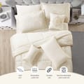 Bedding Comforter Set 8-Pcs King Size Solid Jacquard Embroidery Bed Set ,Cream