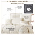 Bedding Comforter Set 8-Pcs King Size Solid Jacquard Embroidery Bed Set ,Cream