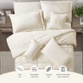 Bedding Comforter Set 8-Pcs King Size Solid  Jacquard Embroidery Bed, Off-White