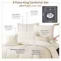 Bedding Comforter Set 8-Pcs King Size Solid  Jacquard Embroidery Bed, Off-White