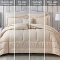 Bedding Comforter Set 8-Pcs King Size Solid Jacquard Embroidery Bed Set , Beige