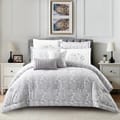 Bedding Comforter Set 8-Pcs King Size Solid Yarn Dyed Bed Set l,Silver