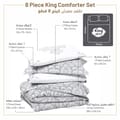 Bedding Comforter Set 8-Pcs King Size Solid Yarn Dyed Bed Set Grey