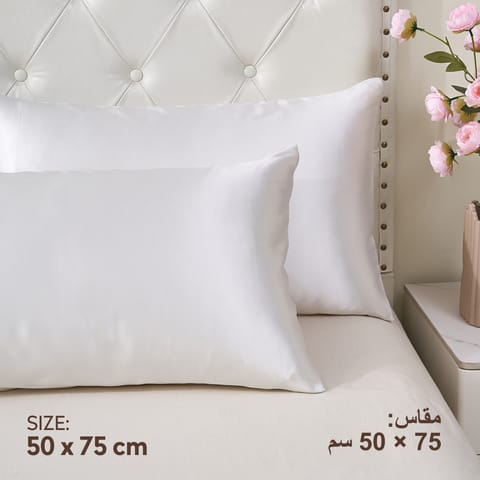 Satin Pillowcases 2-Pcs With Envelope Closure (Without Pillow Insert),Off-White