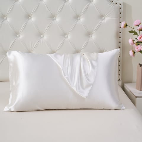 Satin Pillowcases 2-Pcs With Envelope Closure (Without Pillow Insert),Off-White